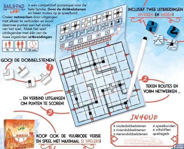 Railroad Ink (Diepblauwe Versie) - Dobbelspel 6 Railroad Ink (Diepblauwe Versie) - Dobbelspel - Afbeelding 4