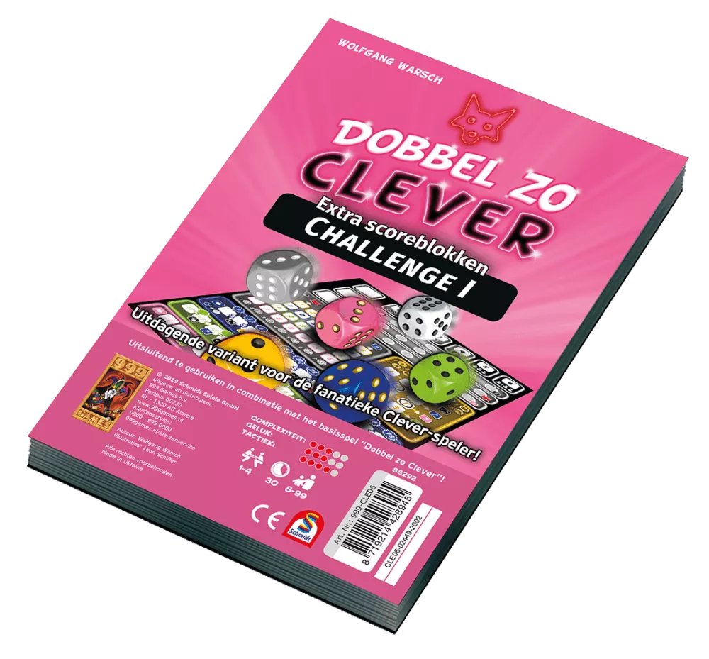999 Games Dobbel Zo Clever Challenge 1 Scoreblok - Dobbelspel 3 999 Games Dobbel Zo Clever Challenge 1 Scoreblok - Dobbelspel