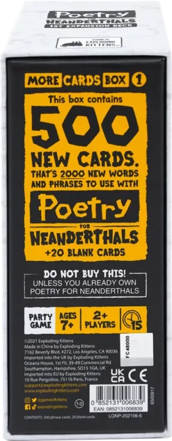 EXPLODING KITTENS Poetry For Neanderthals 1st Expansion -Spellenhuis Winkel rfdtgcjiuqol55gfpqsb4tvlqknof34e